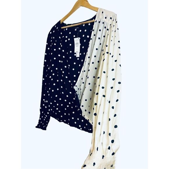 NWT Sanctuary Clothing Womens Dot Wrap Blouse, Black sz Medium - Picture 6 of 8